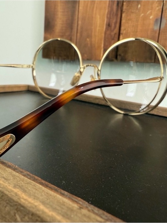 Chloe Round Sunglasses (Hanah Collection) w/ Green Gradient Lenses & Gold Frame main image 6